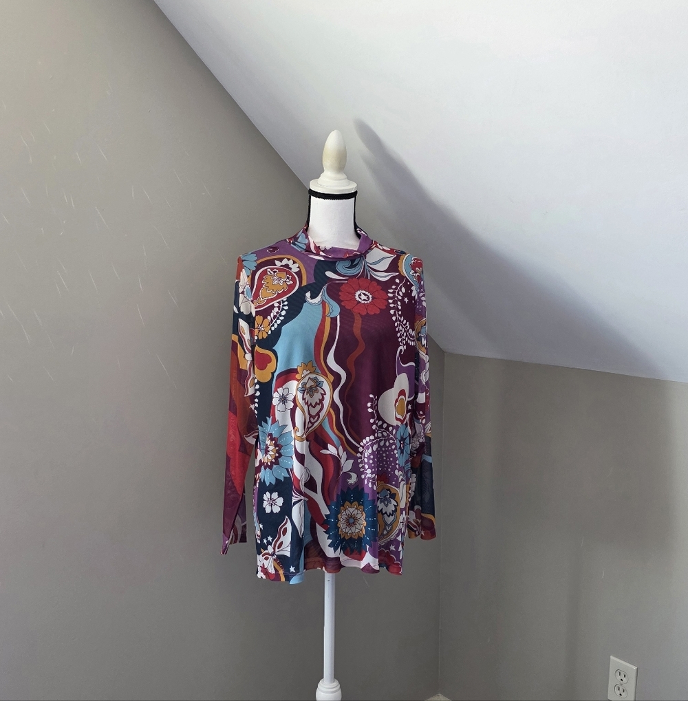 Johnny Was Jade Rebecca Mesh Long Sleeve Top